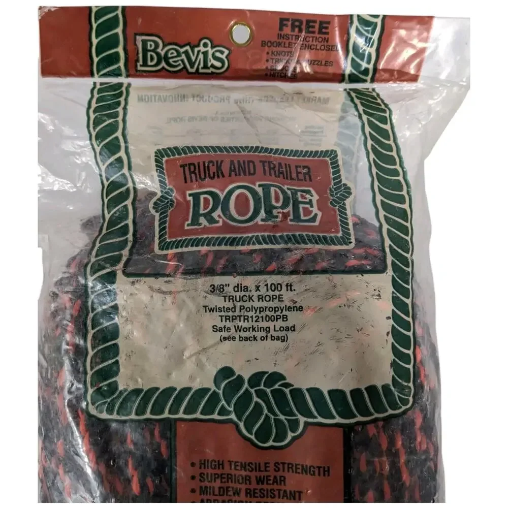 Polypropylene Twisted Rope Truck 3/8 100 Feet Bevis Rope Orange TRPTR12600